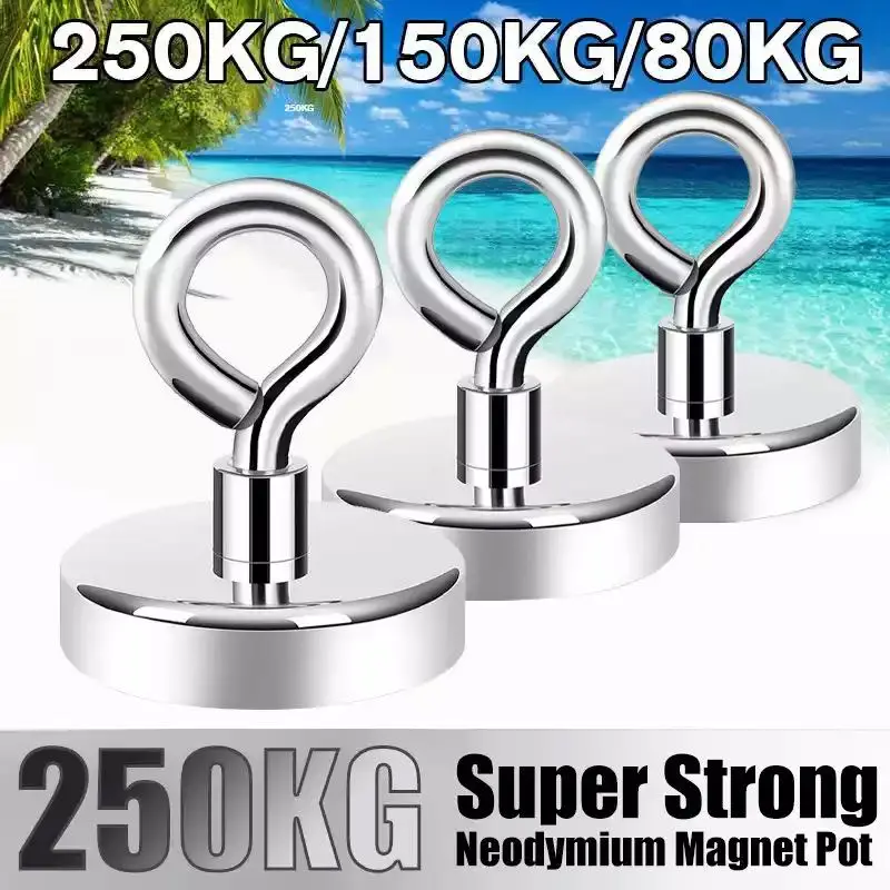 

Super Strong Neodymium Magnetic Hook Iron Pot Storage Fishing Salvage Magnet Neodymium Round Strong Magnet Searcher