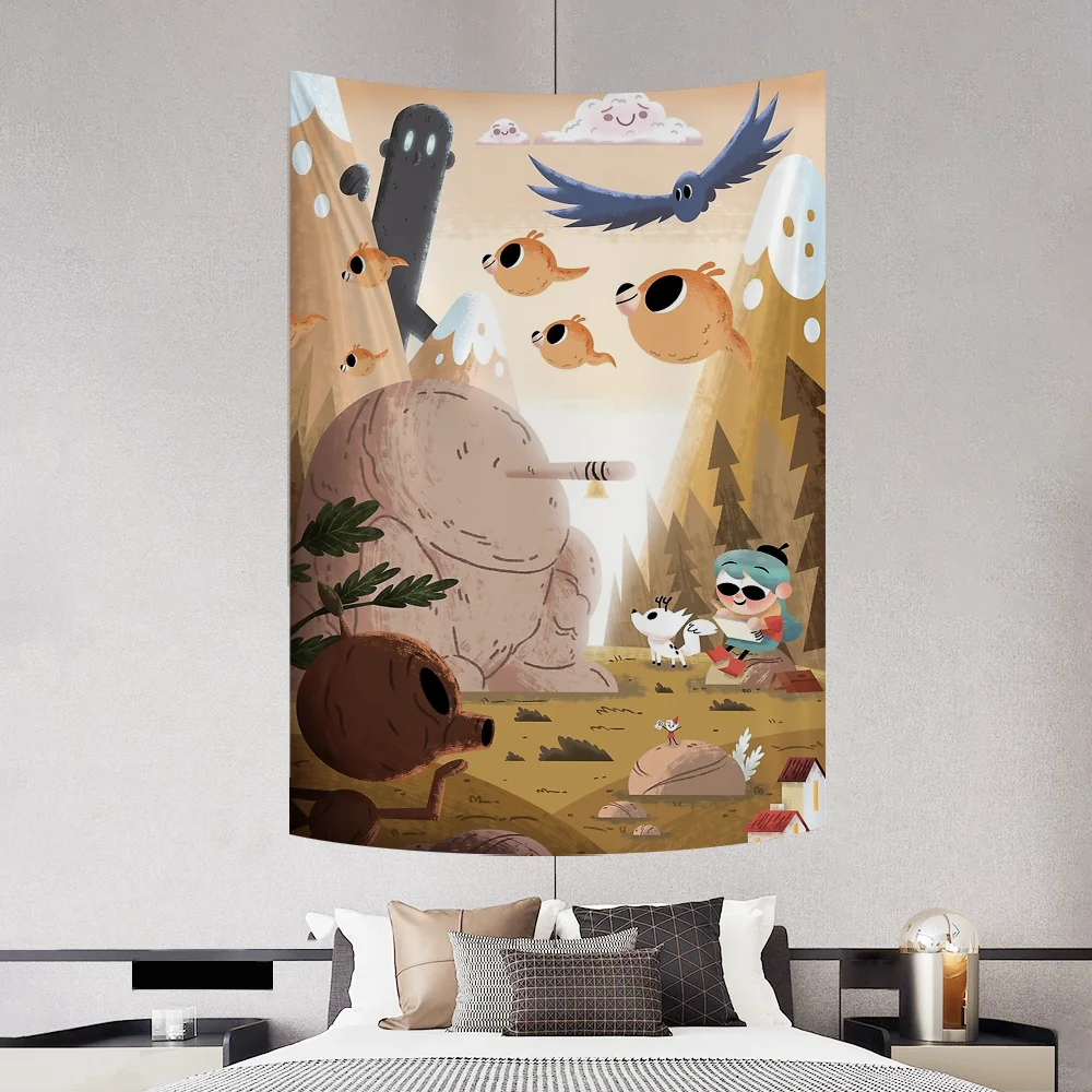 H-Hilda Cartoon girl Tapestry Decoration Party Background Hanging Cloth Bedroom Room Decor Aesthetic