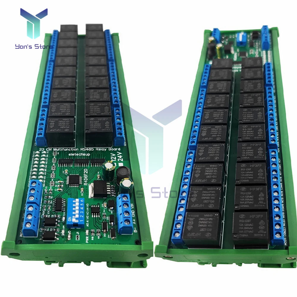 20 Channel RS485 Digital Analog Switch IO DIN Rail Relay Module Modbus Rtu Relay RS485 plc uart Expansion board 4-20mA 0-10V images - 6