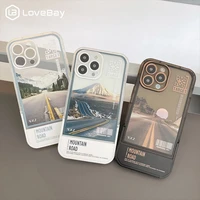 sunset snow mountain highway pattern with holder phone case for iphone 11 12 pro max x xr xs 8 7 plus se 2020 shockproof cover