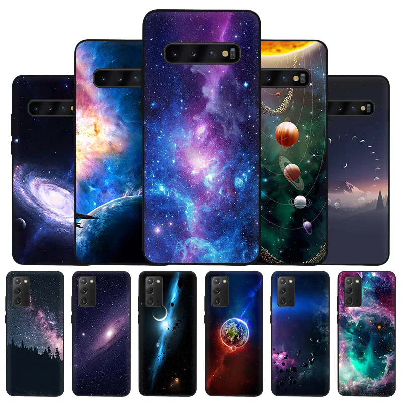 

Fashion Universe Starry Sky Black Phone Case for Samsung A03 A50 A70 F62 F52 A30s A20e A02 F42 F23 A40 A10 F12 F22 F41 A90 Cover