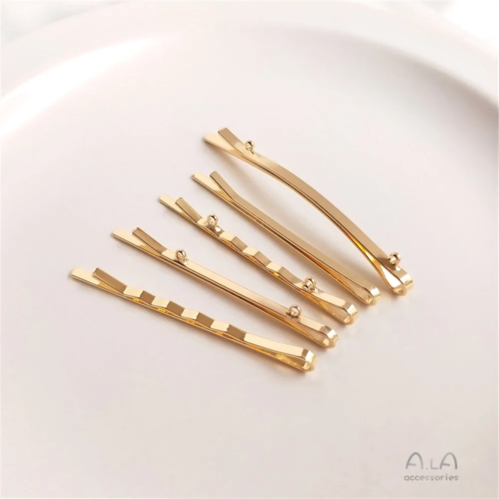 

14K Gold Filled Plated One word clip wave style arc belt double condole ring hang circle hairpin DIY headdress hair accessories