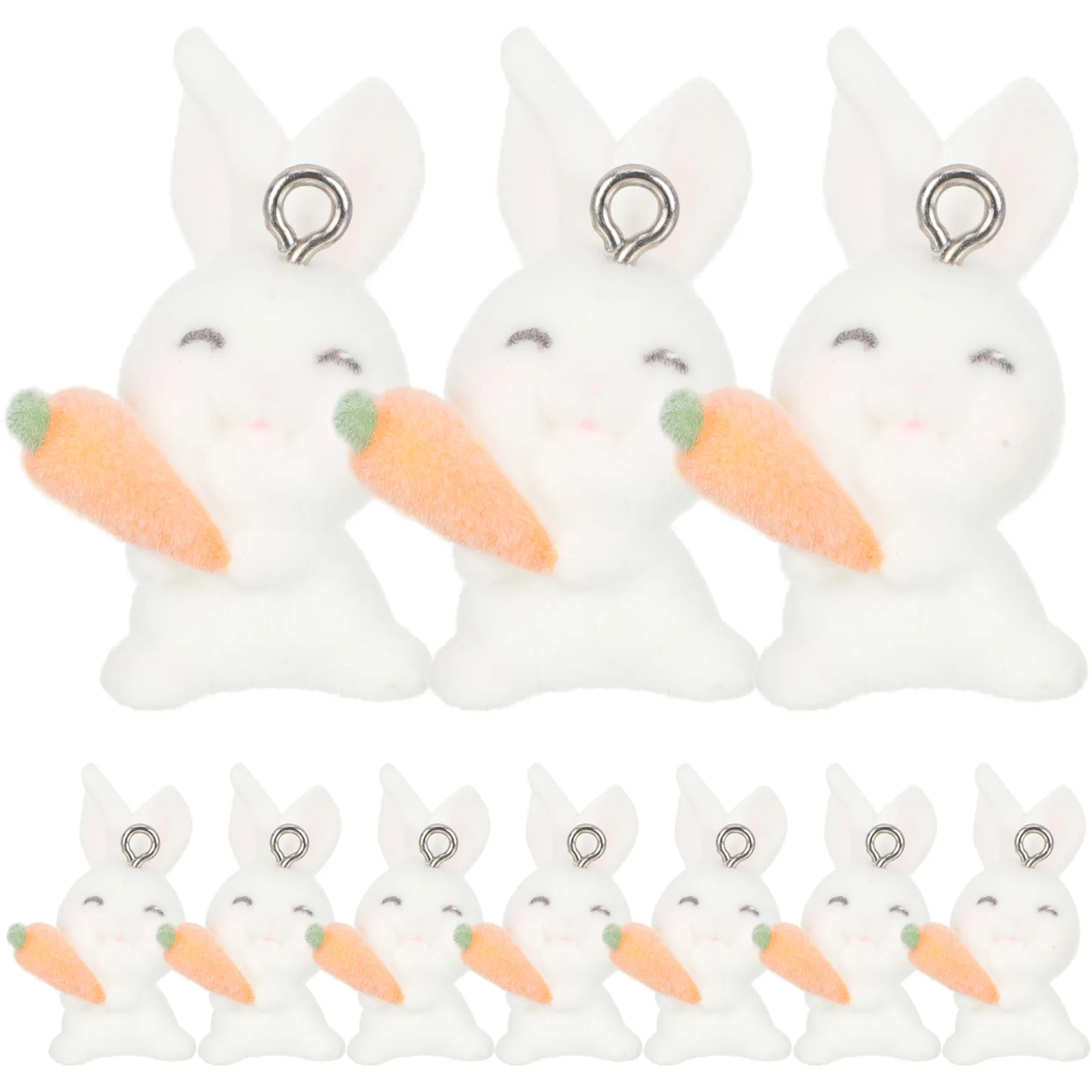 

10 Pcs Simulation Rabbit Pendant Charm Bracelet Kit Resin Keychain DIY Pendants Charms Easter Decorate