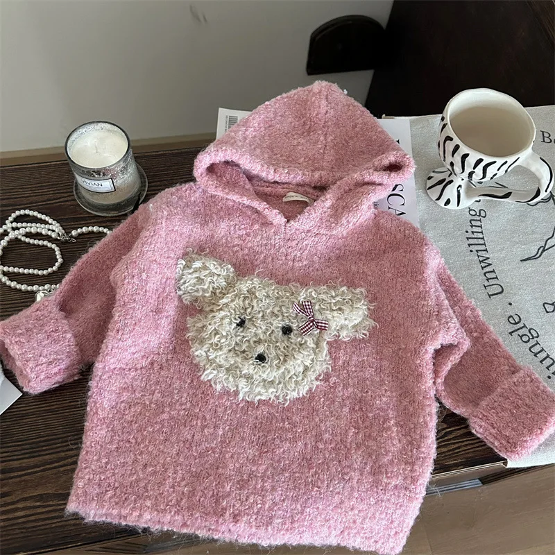 Костюм для девочек новинка 2024 зимняя детская одежда корейский стиль плюшевый