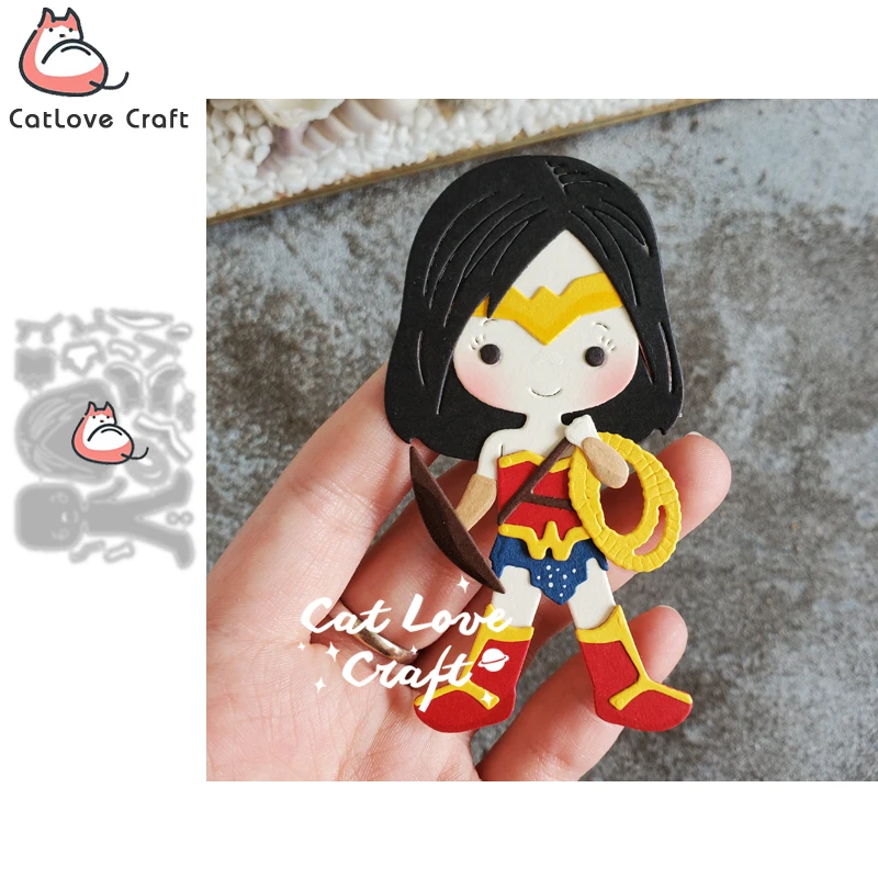 Фото Catlove Heroine Super Hero металлические трафареты для скрапбукинга, трафаретные высечки для изготовления карт, DIY ремесло, тиснение, новые штампы на 2022 год №1