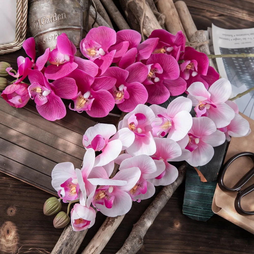 

New Fashion Orchids Artificial flowers High quality Wedding flowers Phalaenopsis Silk flwoers for Wedding Decoration