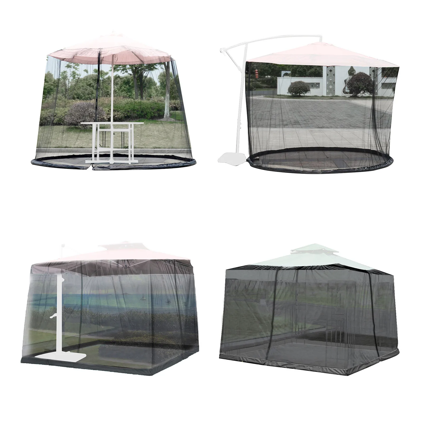 Sombrilla de Patio, red grande para acampar, mosquitera, pantalla de poliéster ajustable, cierre de malla con puerta con cremallera, ligera