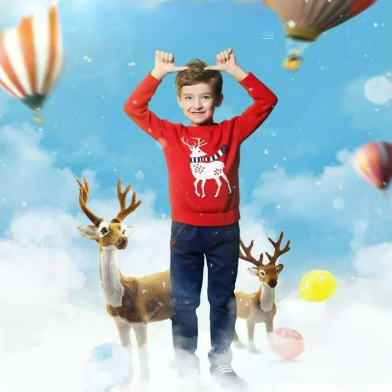 Детский свитер новый осенне-зимний Рождественский модный для мальчиков и