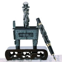 jinhao full metal fountain pen heavy writing ink pen iridium fine nib with metal pen holder case bag office business gift set