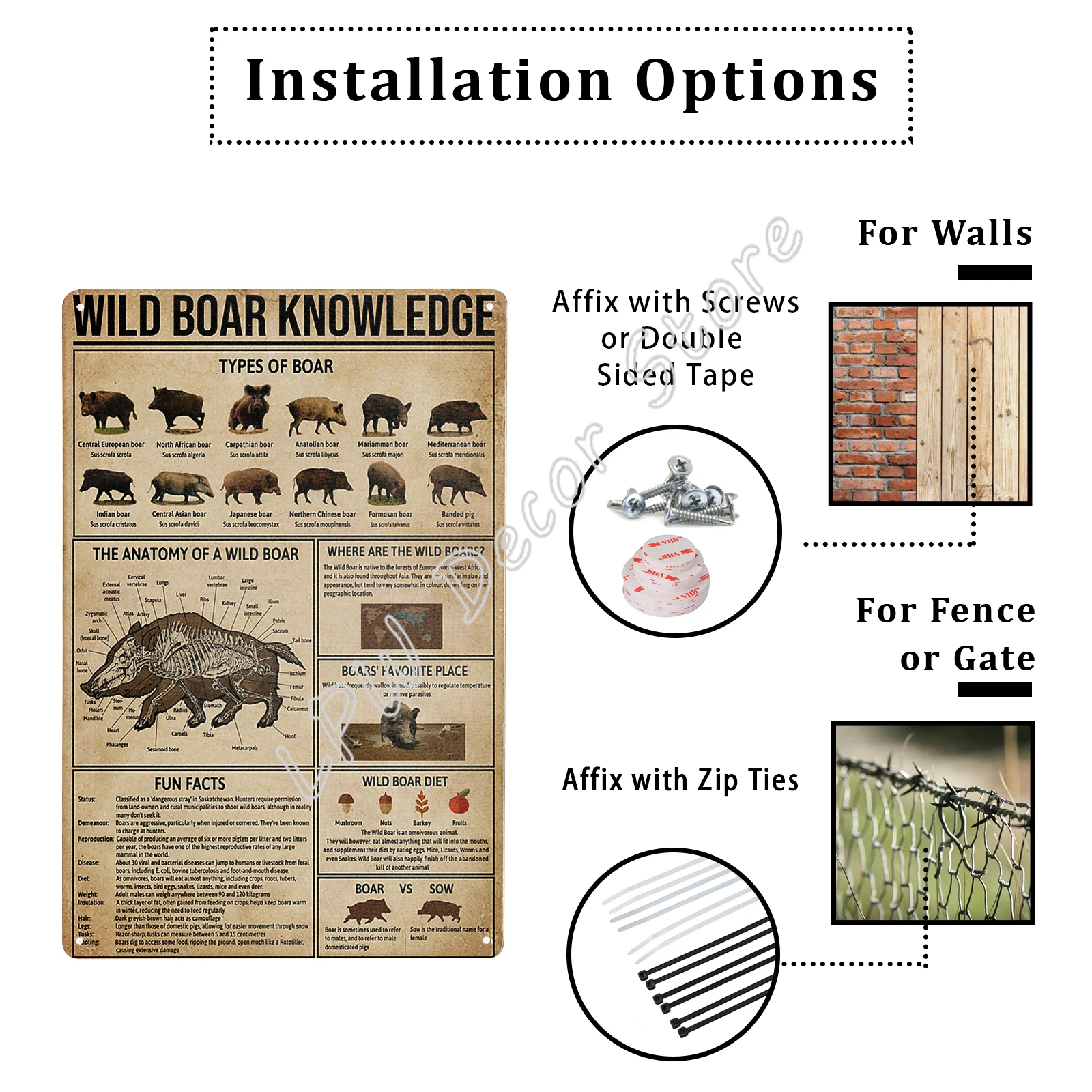 Винтажные металлические знаки для кухни дикий кабан знания печать Оловянная
