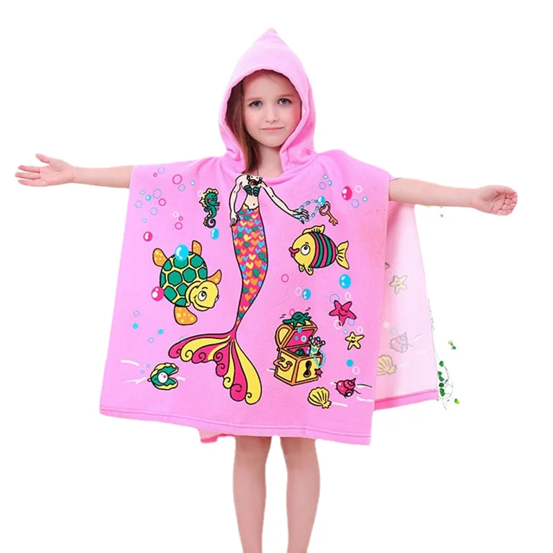

Детское пляжное полотенце с капюшоном из микрофибры, детское банное полотенце, быстросохнущая накидка с мультяшным рисунком для мальчиков ...