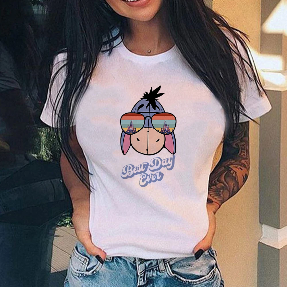 Goofy Cartoon Print Disney Женская футболка Белая новая серия солнцезащитных очков