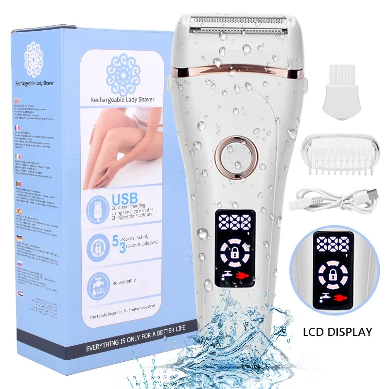 

Electric Razor Painless Lady Shaver For Women USB Charging Bikini Trimmer For Whole Body Waterproof LCD Display