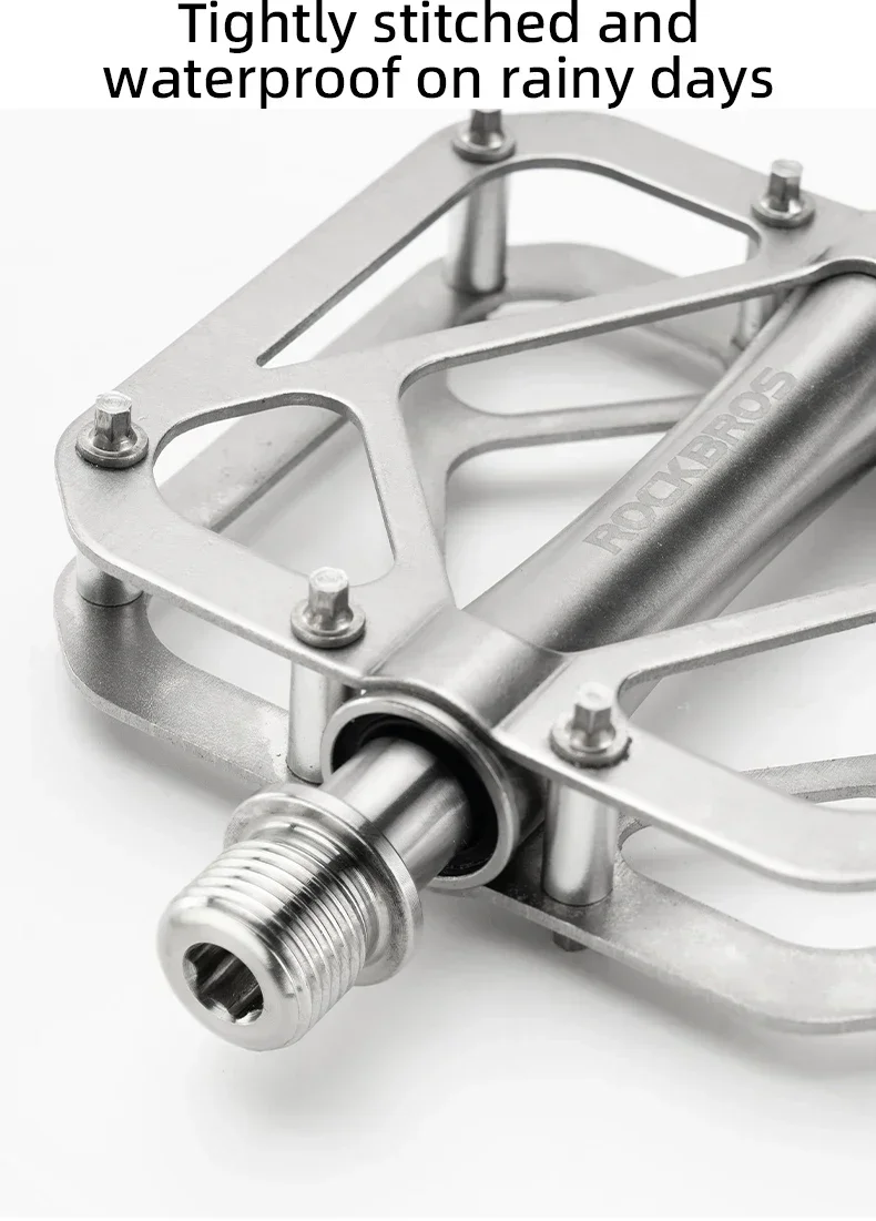 ROCKBROS Titanium Alloy Bike Pedals Ultralight Anti-slip Wide Pedal MTB Road Stainless Steel Nails Cycling Accessories