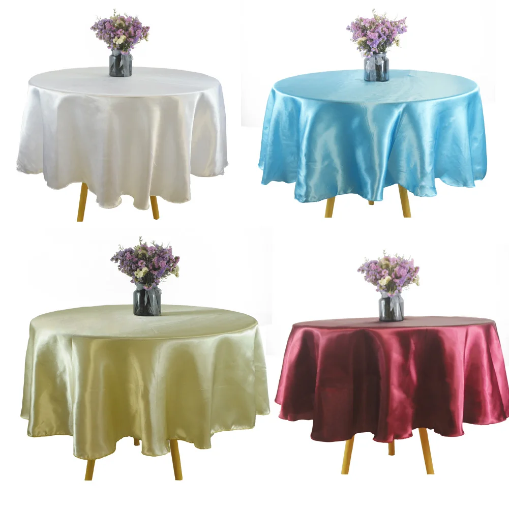 

Nappe de Table ronde en Satin, décoration pour mariage, Banquet, Table à manger, superpositions, noël, Halloween, anniversaire