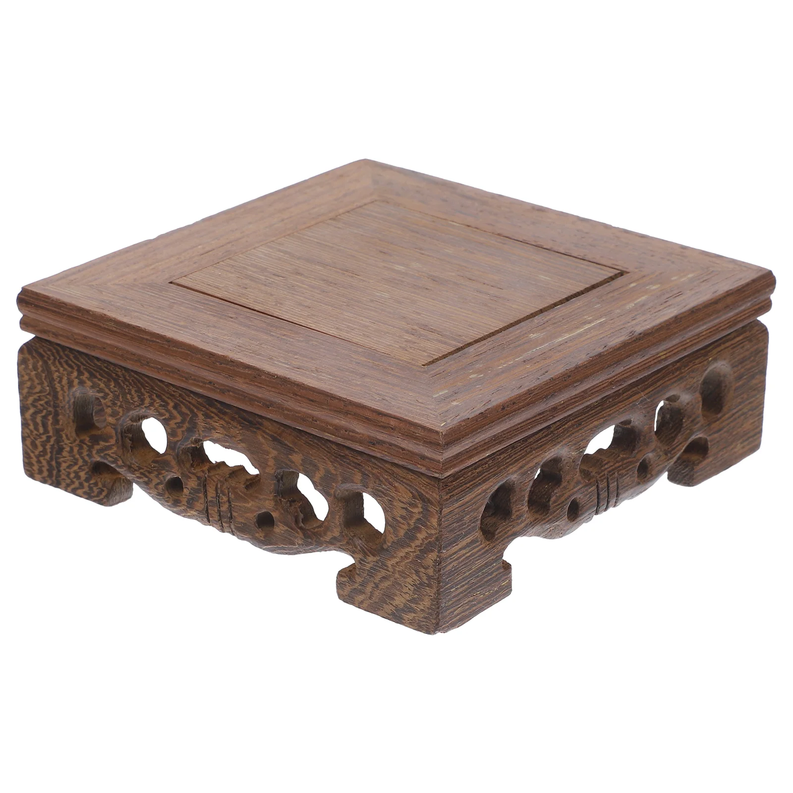 

Carved Wood Lifting Base Desktop Ornament Crafts Stand Storage Rack Wooden Potted Decor