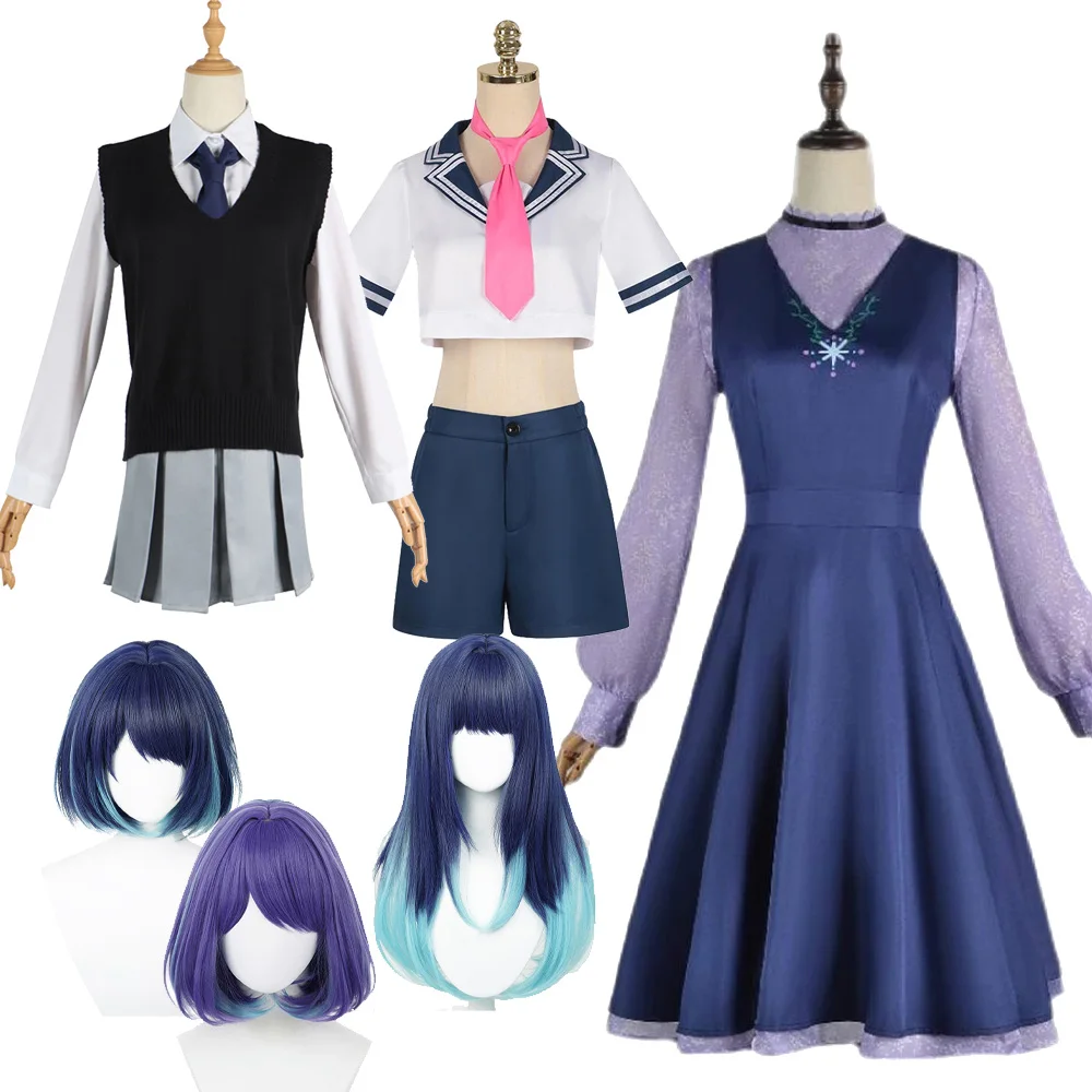 

Anime OSHI NO KO Kurokawa Akane Cosplay Costume Shirt Dress Wigs Women Girls Top Skirt Outfits Halloween Carnival Party Suit
