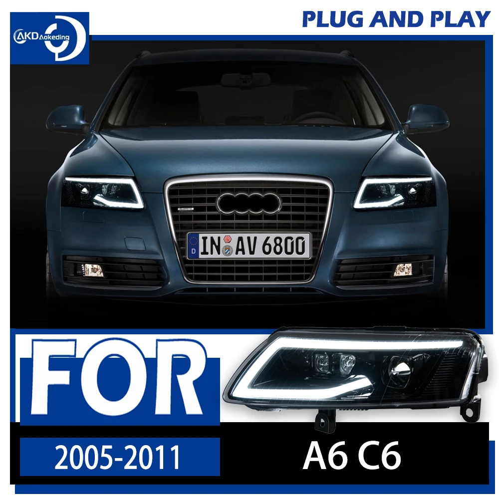 AKD Стайлинг автомобиля для Audi A6 фар 2005-2011 S6 C6 светодиодные фары динамический