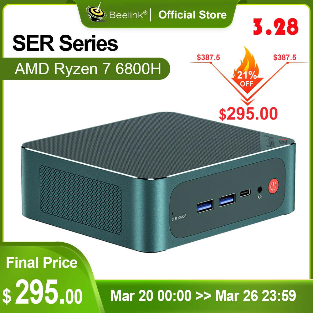 2023 Beelink SER6 Pro 6800H Mini PC SER5 AMD Ryzen 5 5600H Windows 11 Pro DDR4 NVME SSD1000M 5800H Gaming Computer VS SER4 4800U