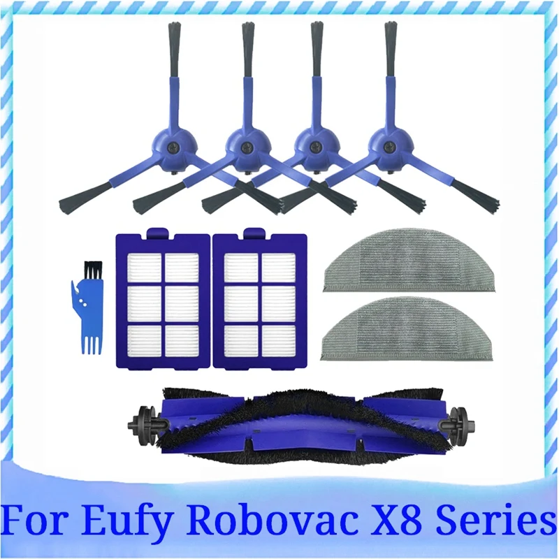 

Набор аксессуаров для пылесоса Eufy Robovac X8 робот-гибрид, моющаяся основная и боковая щетка, НЕРА-фильтр, насадка на швабру, 10 шт.
