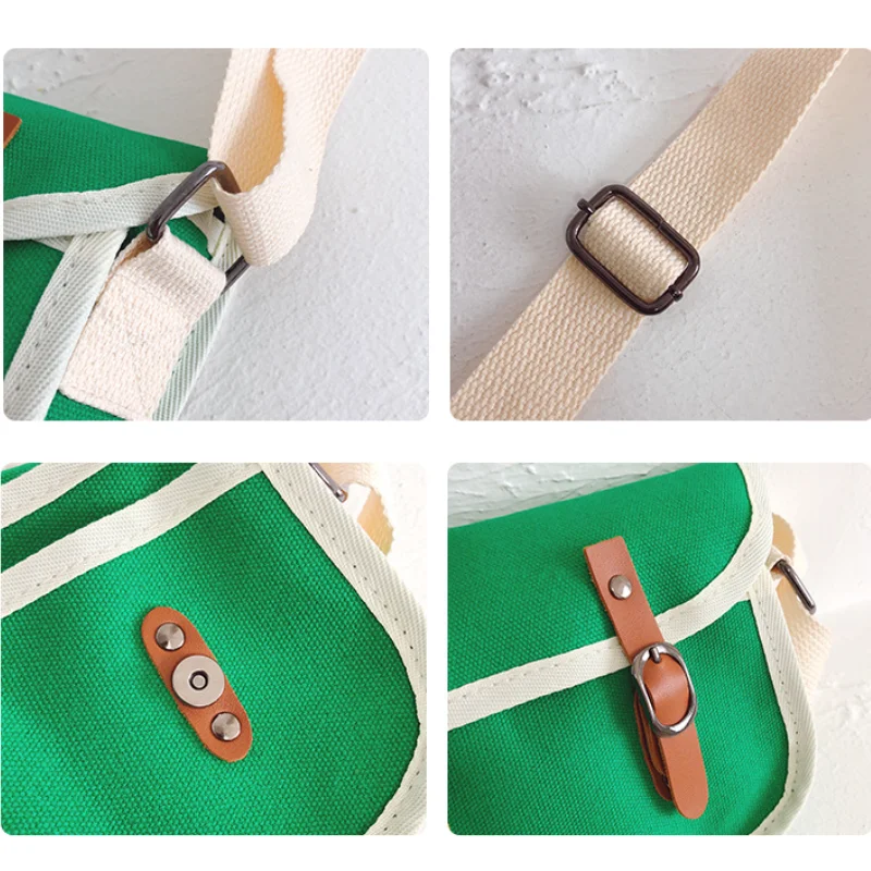 Children Shoulder Bags 2022 Spring Fashion New Style Boys Girls Contrast Canvas Messenger Bag