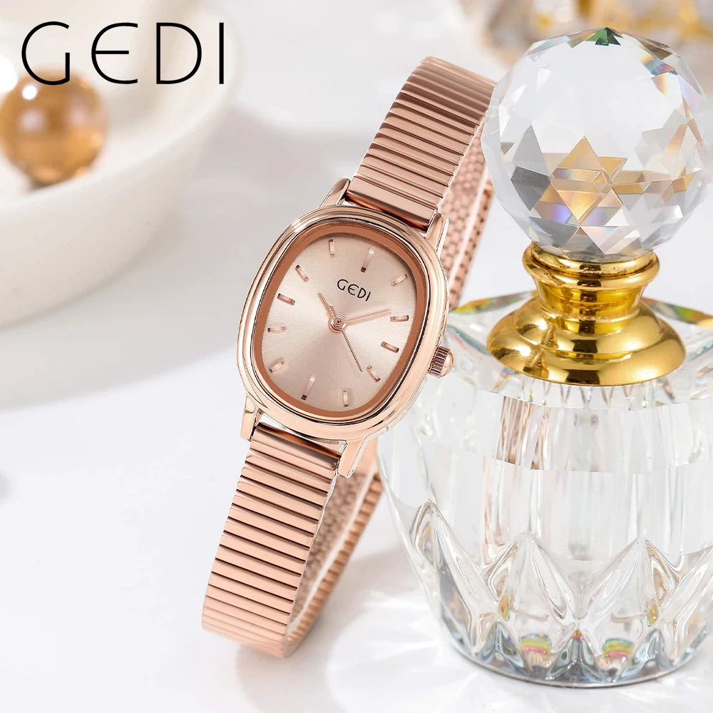 GEDI Fashioin Small Oval Women Bracelet Watches Luxury Waterproof Woman Watch Bamboo Joint Strap Casual Dress Female Clock Gifts