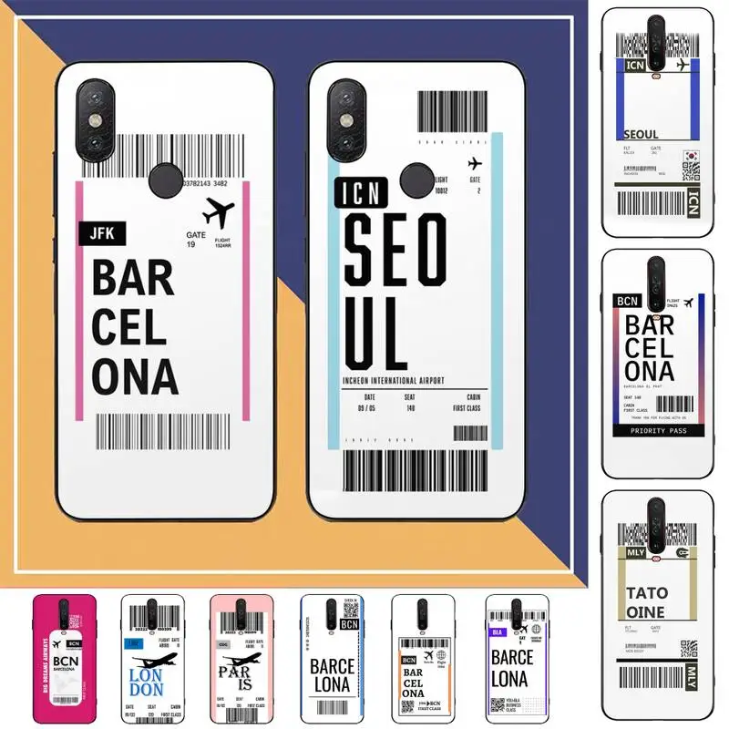 

FHNBLJ World Travel Ticket Phone Case for Redmi Note 8 7 9 4 6 pro max T X 5A 3 10 lite pro