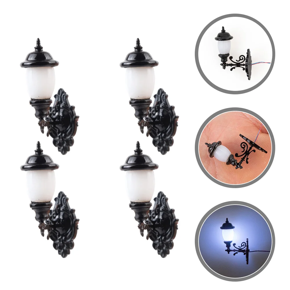 

4 Pcs Light Adornment Tiny Wall Lamp Model LED Landscape Lights Mini Wall Lamp Tiny Wall Lamp Miniature Lamp Glow Wall Light