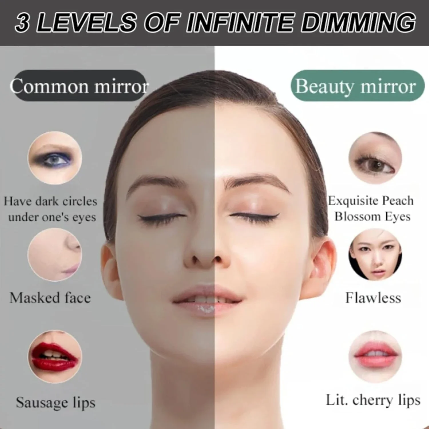 Набор зеркал для макияжа с регулируемой яркостью портативный Перезаряжаемый
