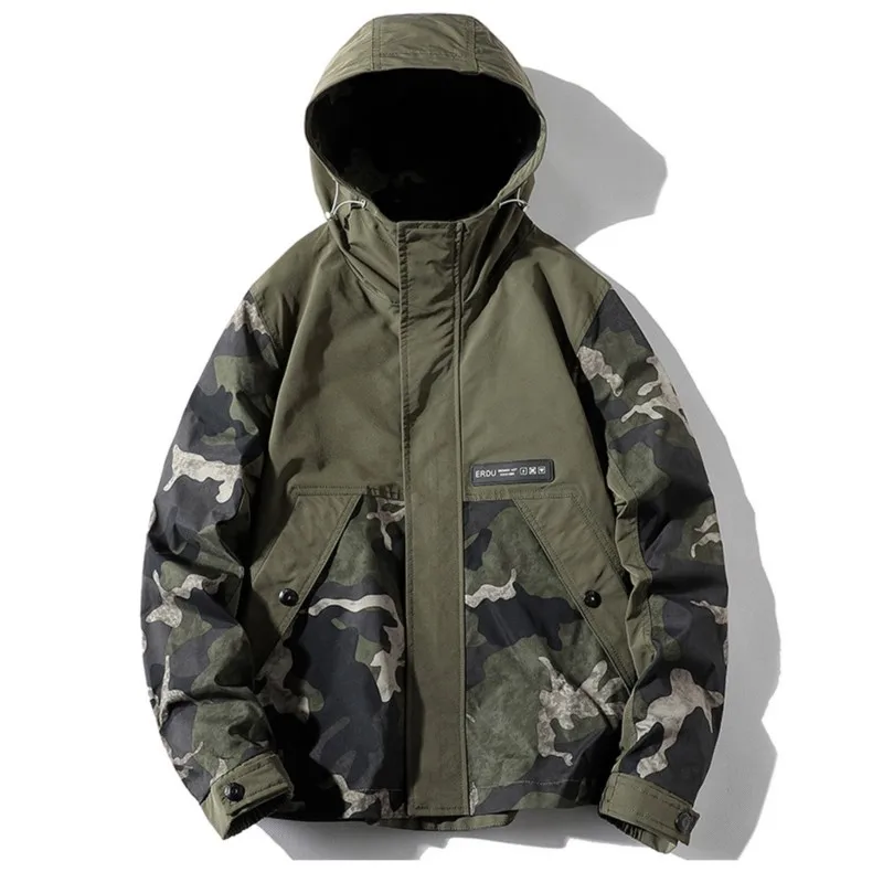 

Men Camouflage Hoodie Harajuku Jacket Spring Autumn Jacet Windbreaker Men Fashion Clothing Military Army Coat Men Outwear