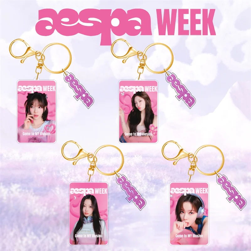 

Aespa KPOP Acrylic Keychian New Album Keychains Accessories Key Rings Fashion Pendant Keyring Fans Gifts
