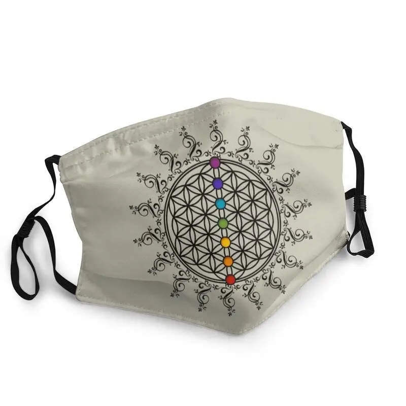 

Flower Of Life Chakra Mask Dustproof Adjustable Mandala Face Mask Protection Cover Unisex Respirator Mouth-Muffle