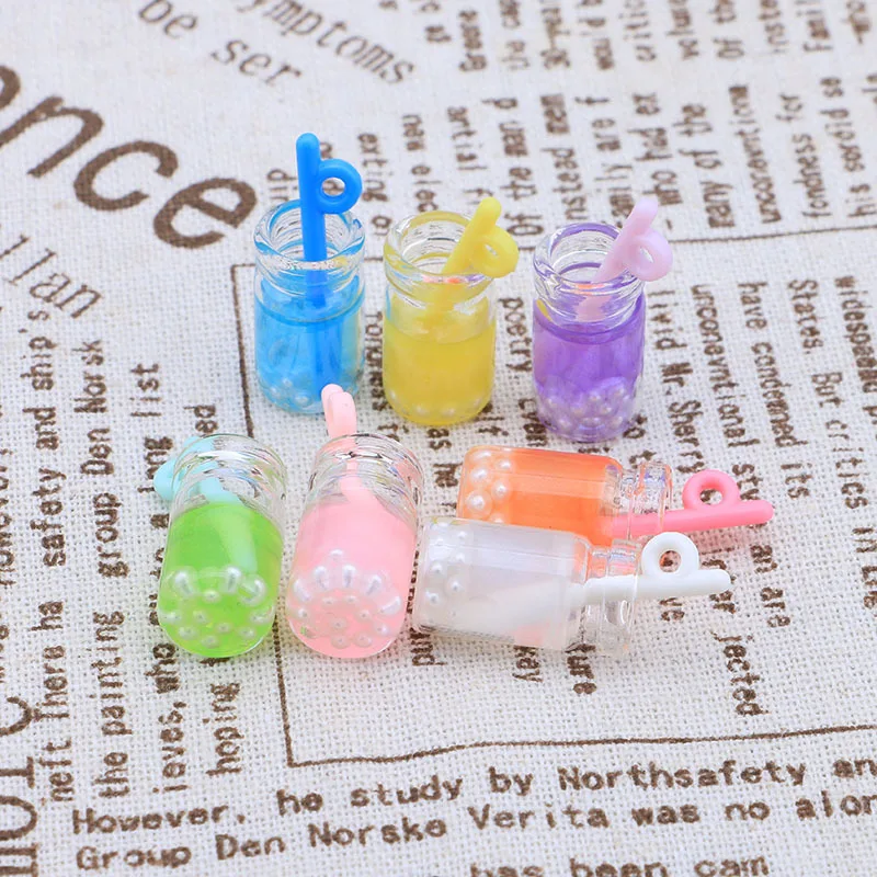 

100 шт./лот подвески из смолы в виде чашки чая фруктового сока 3D подвеска в виде бутылки ювелирные изделия «сделай сам» серьги ожерелье брелок аксессуары