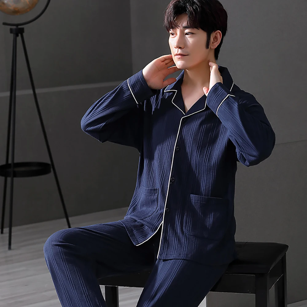 

Мужская пижама, Повседневная Пижама, дышащая Пижама для весны и осени 100%, мужские комплекты с надписью Trendyol, пижама PJ, Хлопковая пижама с при...