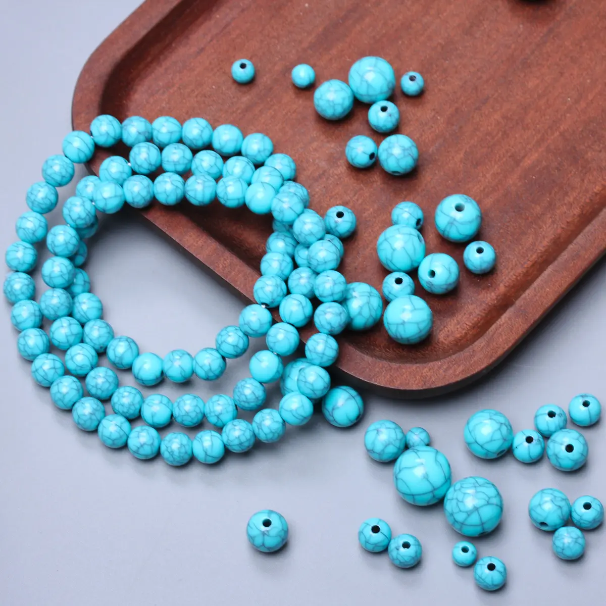 Бирюзовые Круглые бусины для изготовления искусственных ювелирных изделий