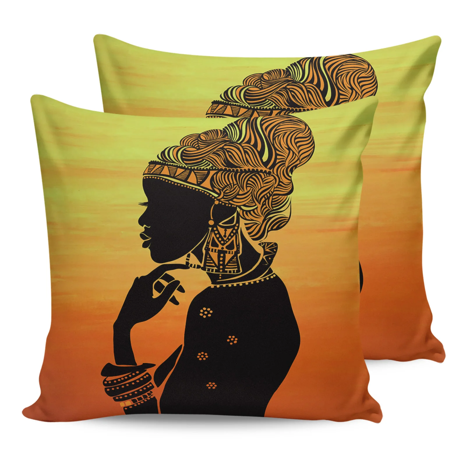 

2PC Pillowcase African Tribes Ethnic Women Sofa Cushion Cover Bedding Dakimakura Pillow Cover House Home Decorative Pillow Cases
