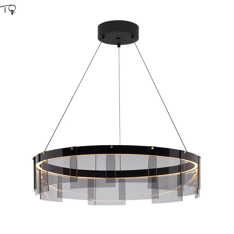 

Post Modern Minimalist Round Smoke Gray Glass Pendant Lights Designer Luxury Hanging Lamp Living Room Restaurant Bedroom Study