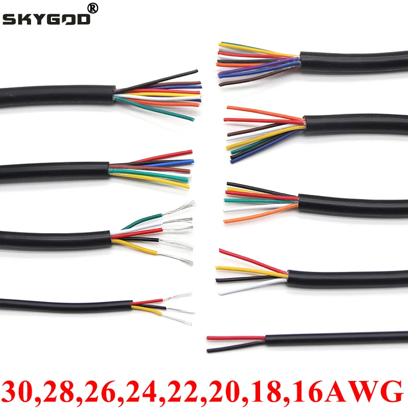 

2/5/10M 28 26 24 22 20 18 16 AWG UL2464 Sheathed Wire Cable Copper Signal Cable 2 3 4 5 6 7 8 10 Core Soft Electronic Audio Wire
