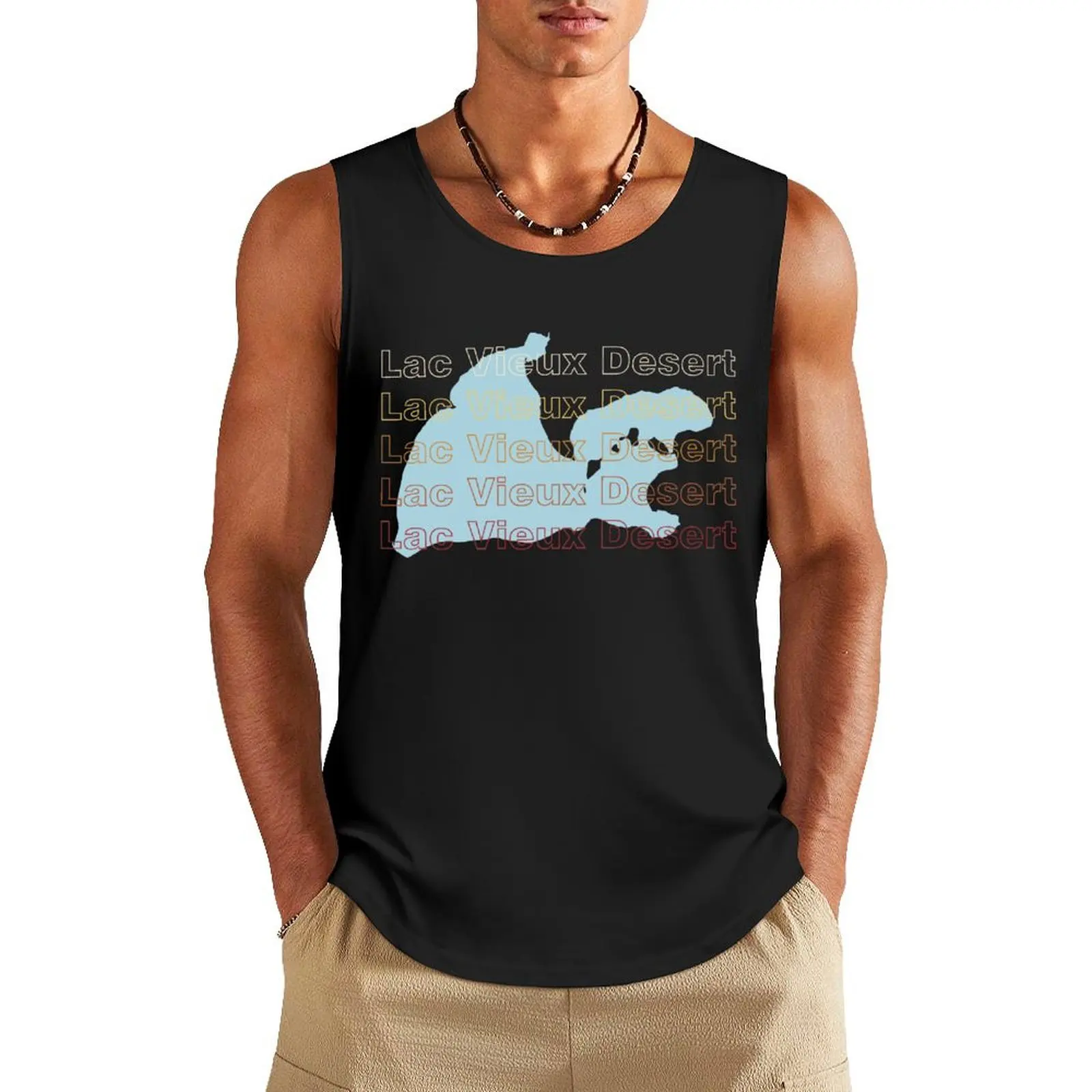 Lac Vieux Desert Мичиган Майка для мужчин Рубашка бодибилдинга Мужской тренажерный зал