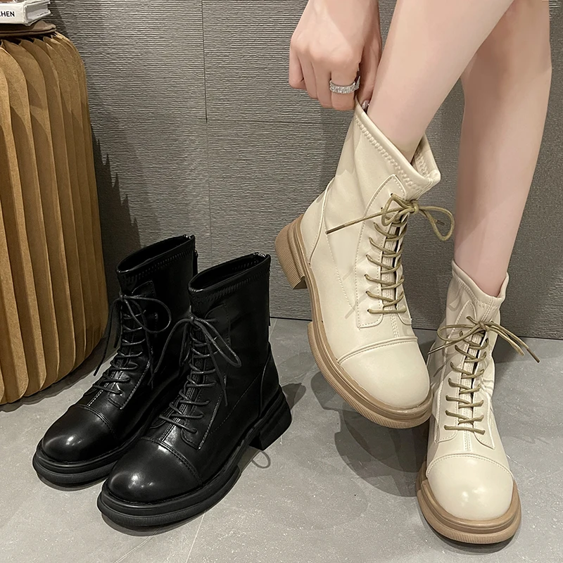 

Женские ботинки на молнии, с круглым носком, на резиновой подошве