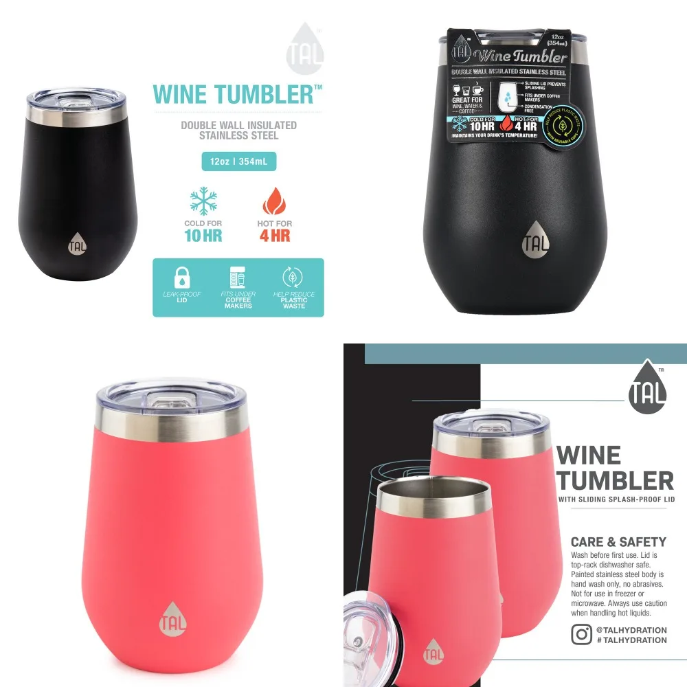 

Stylish, Premium 12oz Steel Black Wine Tumbler - Enjoy A Comfortable Drink in Luxury!