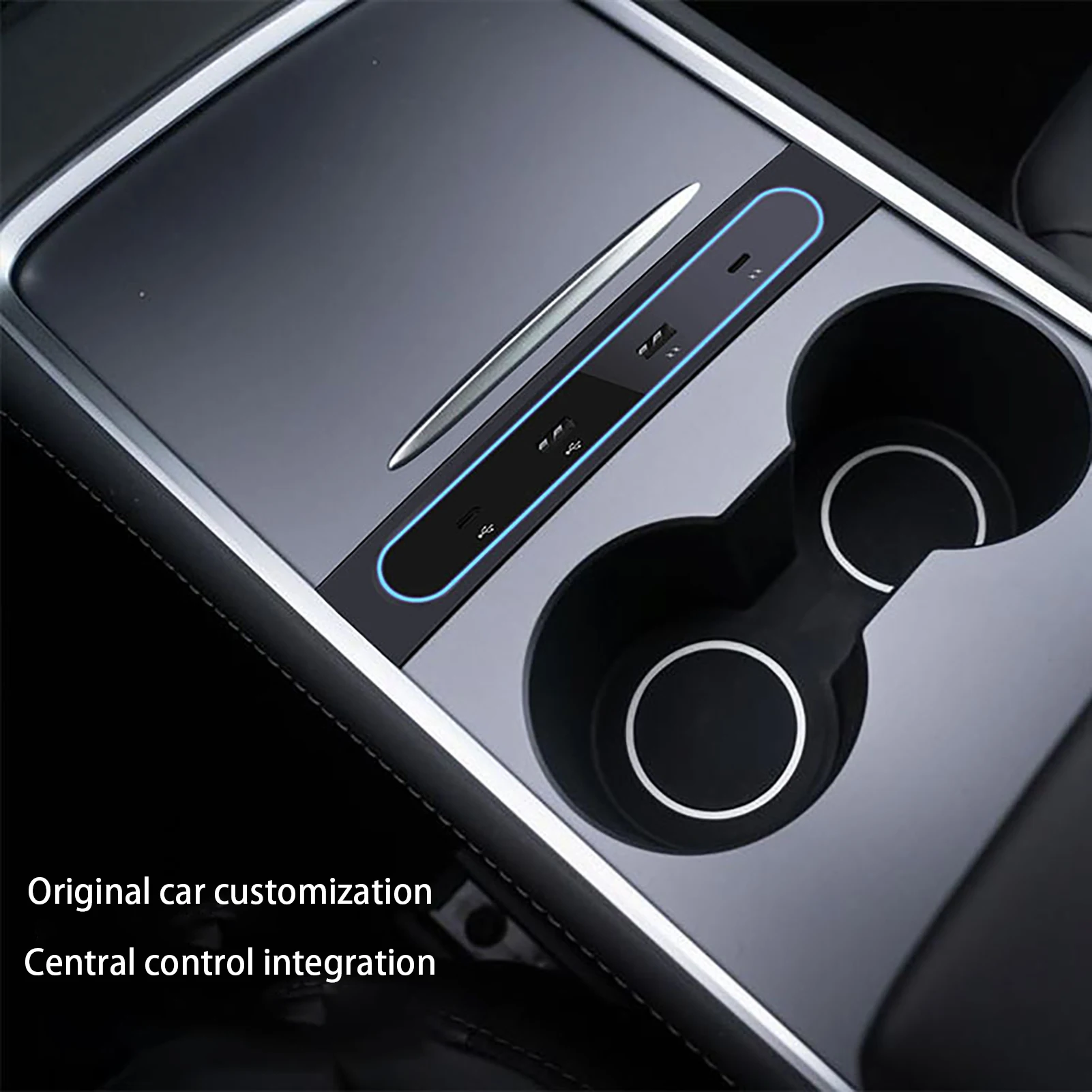 

ForTesla 2021 Model Y/3 Docking Station USB-A USB C Multiport HUB Adapter Cable Charger Powered Splitter Extension Accessories