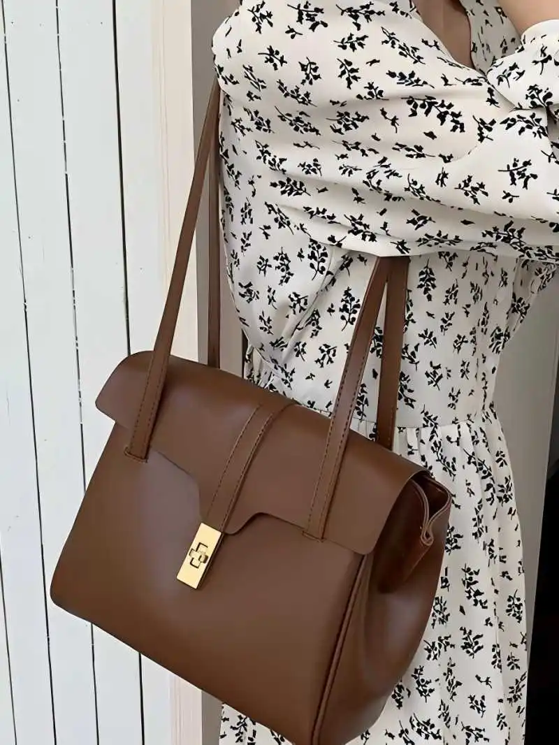 Фото CGCBAG, модная дизайнерская роскошная женская сумка-тоут, простая однотонная Вместительная женская сумка через плечо, высококачественные Сумки из искусственной кожи №3