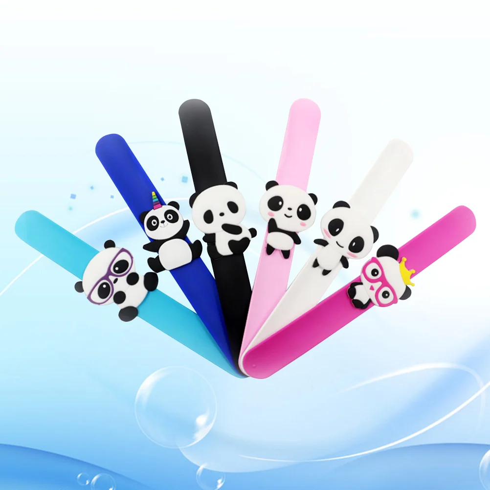 

6Pcs Slap Bracelets Silicone Colorful Shape Wristband Slap Band Strap Circle for Girls