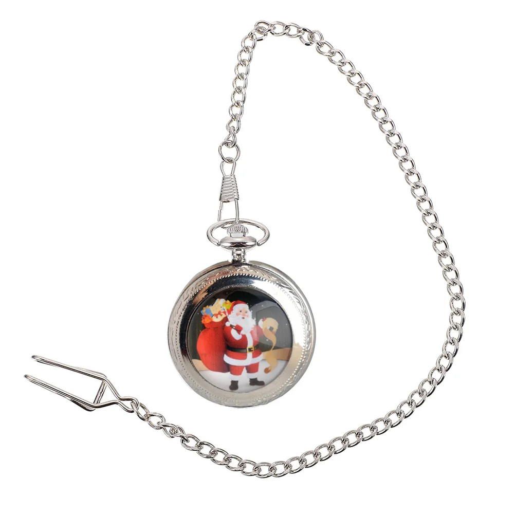 

Pocket Watch Vintage Hanging Small Zinc Alloy Christmas Theme Men Women Decorative Chained