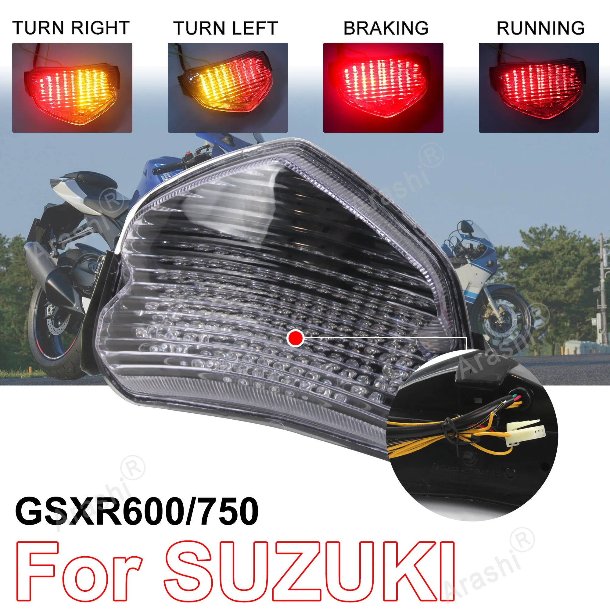 

Для SUZUKI GSX-R600 мотоцикла, светодиодный фонарь, Тормозная лампа, фонарь, фонарь 600 750 GSXR600 GSXR750 2004 2005 Smoke