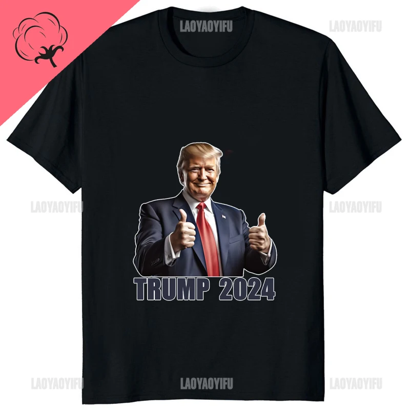 2024 г. футболка с изображением Трампа при президентских выборах хлопковая