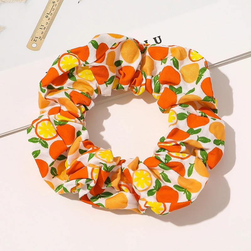 

Cute Elastic Hair Bands Scarf Women Cloth Ponytail Holder Girl Hair Rubber Bands Hair Tie Fruit Scrunchies Korean Headdress