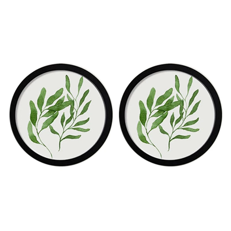 

2X 10Inch Round Wooden Picture Frames Creative Gift DIY Wall Hanging Wood Picture Holder Home Decoration(Black)