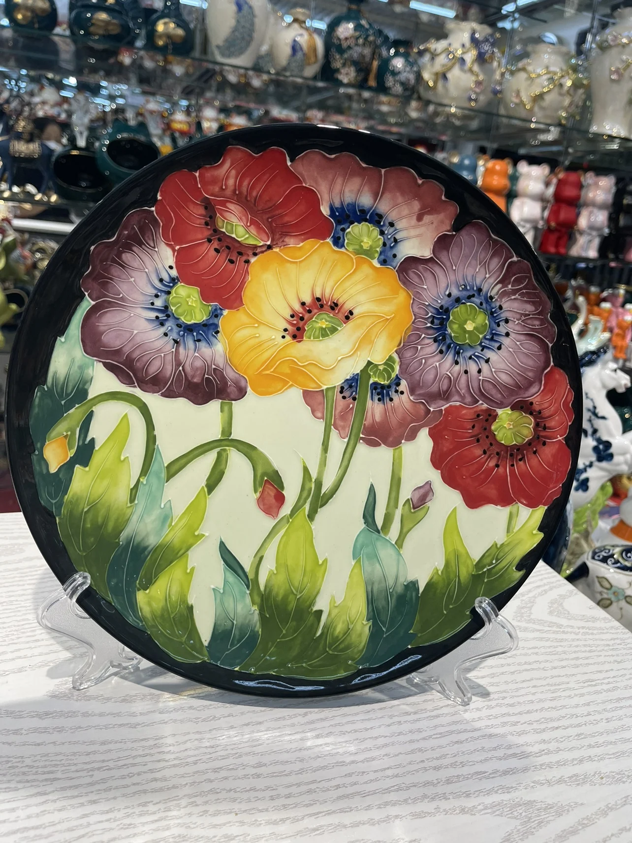 

Rich Flower Decorative Wall Dishes Porcelain Decorative Plates Home Decor Crafts Room Decoration Accessories Figurine